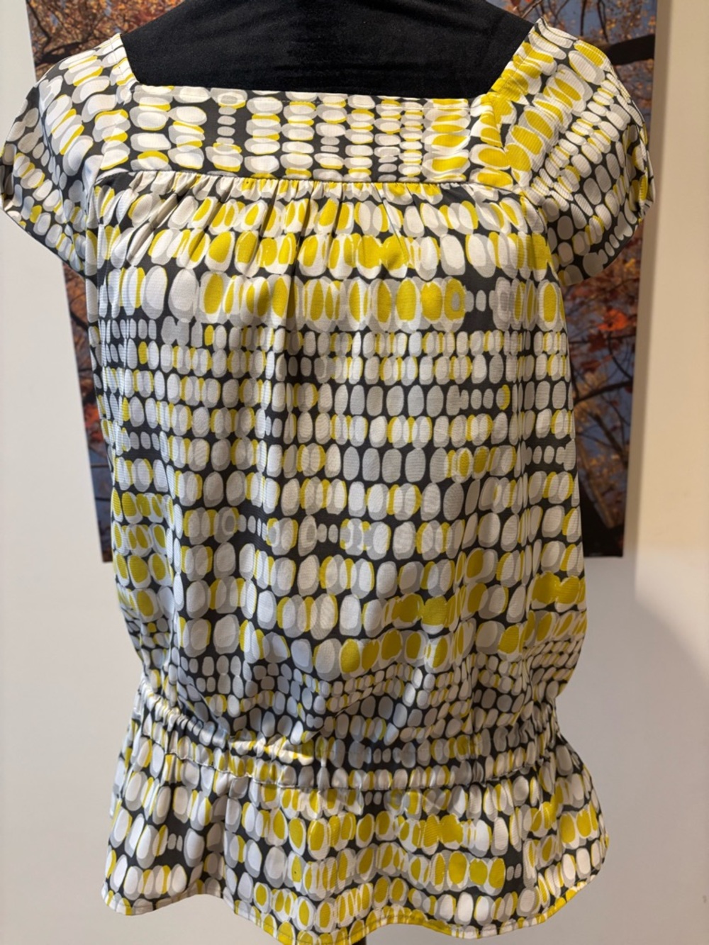 The Limited Yellow Gray White Printed Blouse
